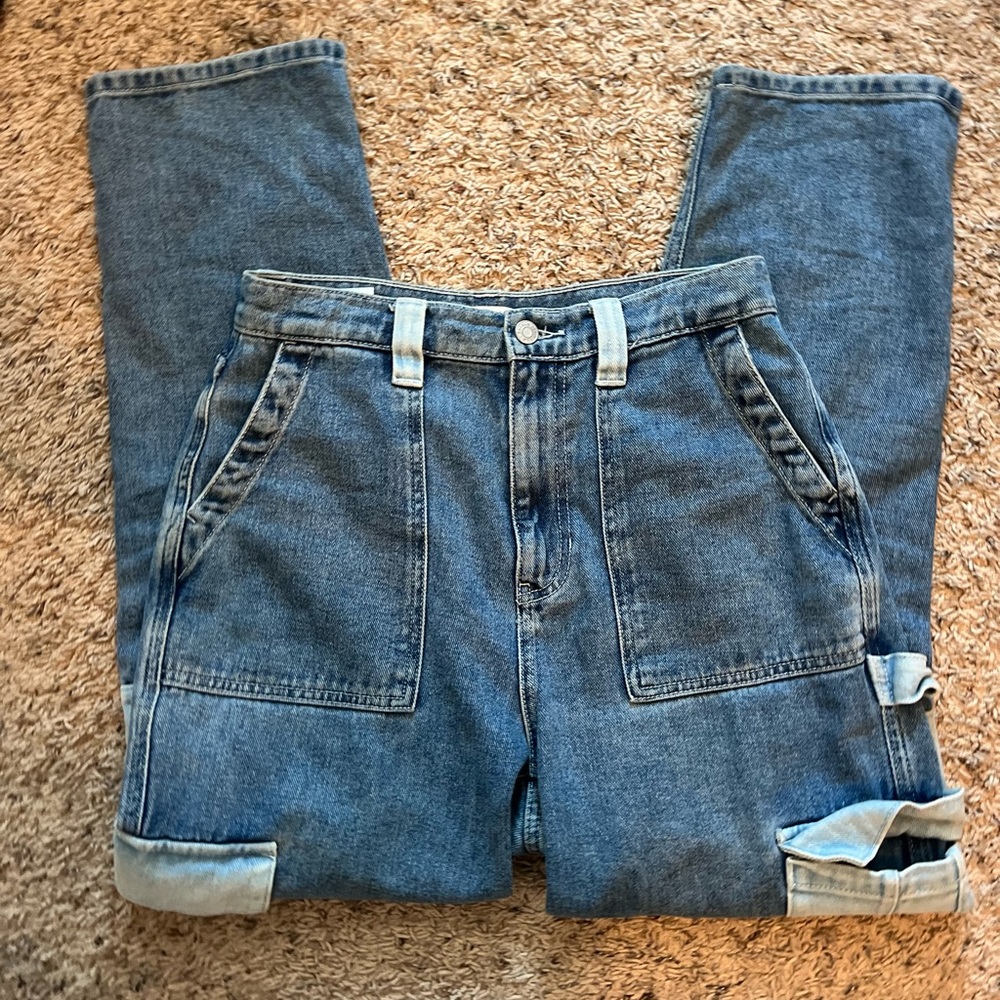 PACSUN CARGO JEANS, size 27, 6 pockets, patchwork packets, boyfriend jeans